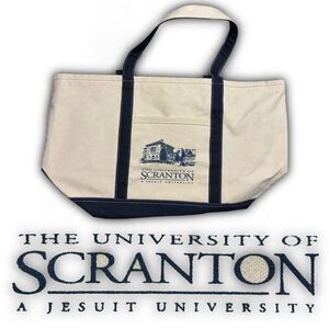 University of Scranton cream and navy collegiate tote